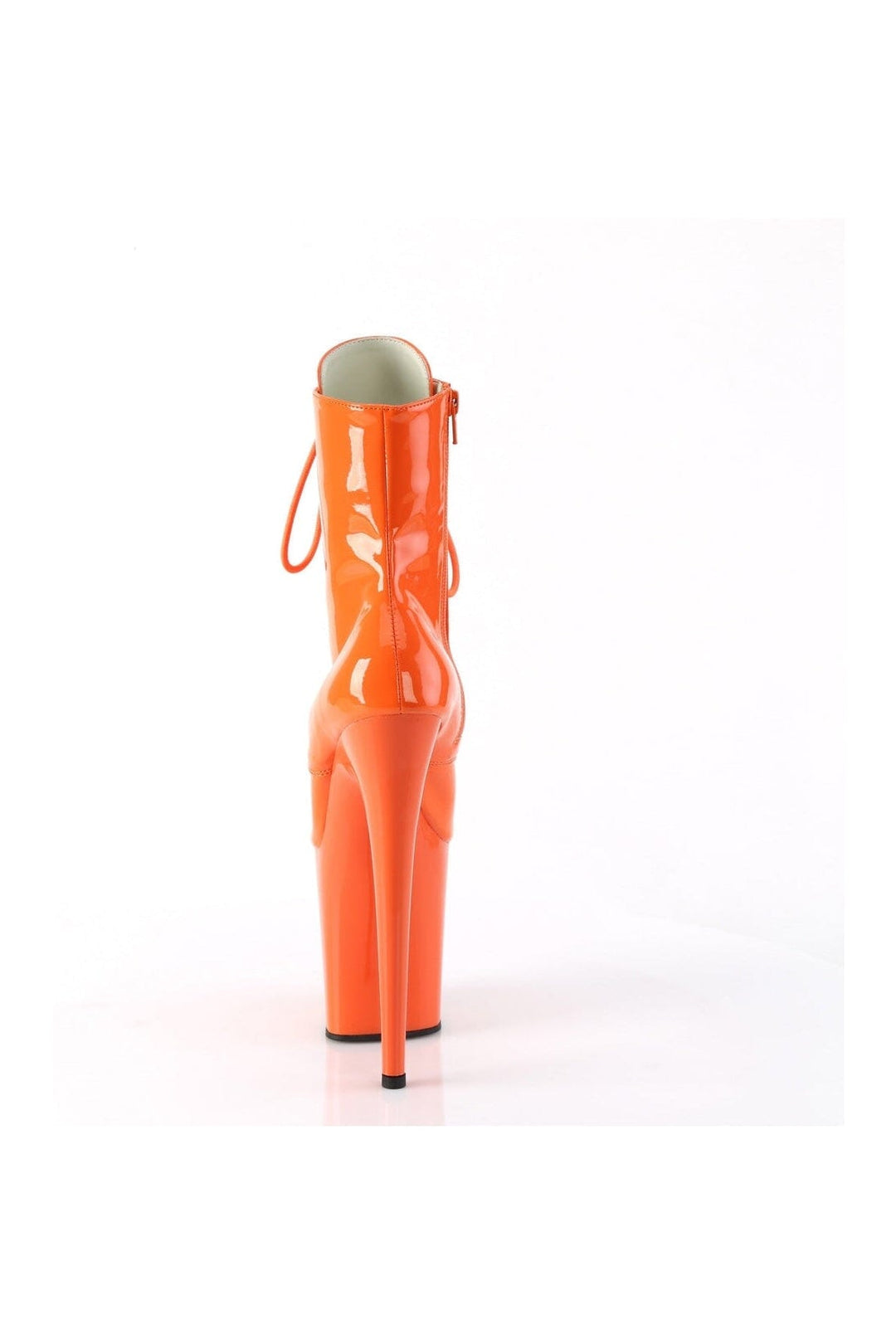 Pleaser FLAMINGO-1020 Orange Patent Ankle Boot in Orange Patent