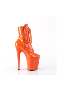 Pleaser FLAMINGO-1020 Orange Patent Ankle Boot in Orange Patent