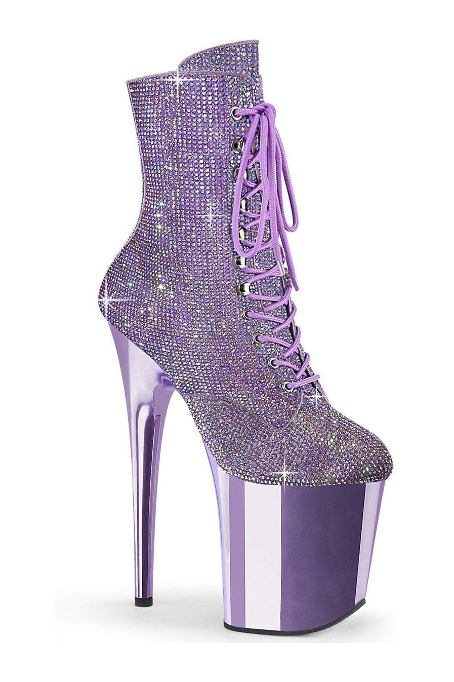 FLAMINGO-1020CHRS Ankle Boot | Purple Faux Suede-Ankle Boots-Pleaser-Purple-5-Faux Suede-SEXYSHOES.COM