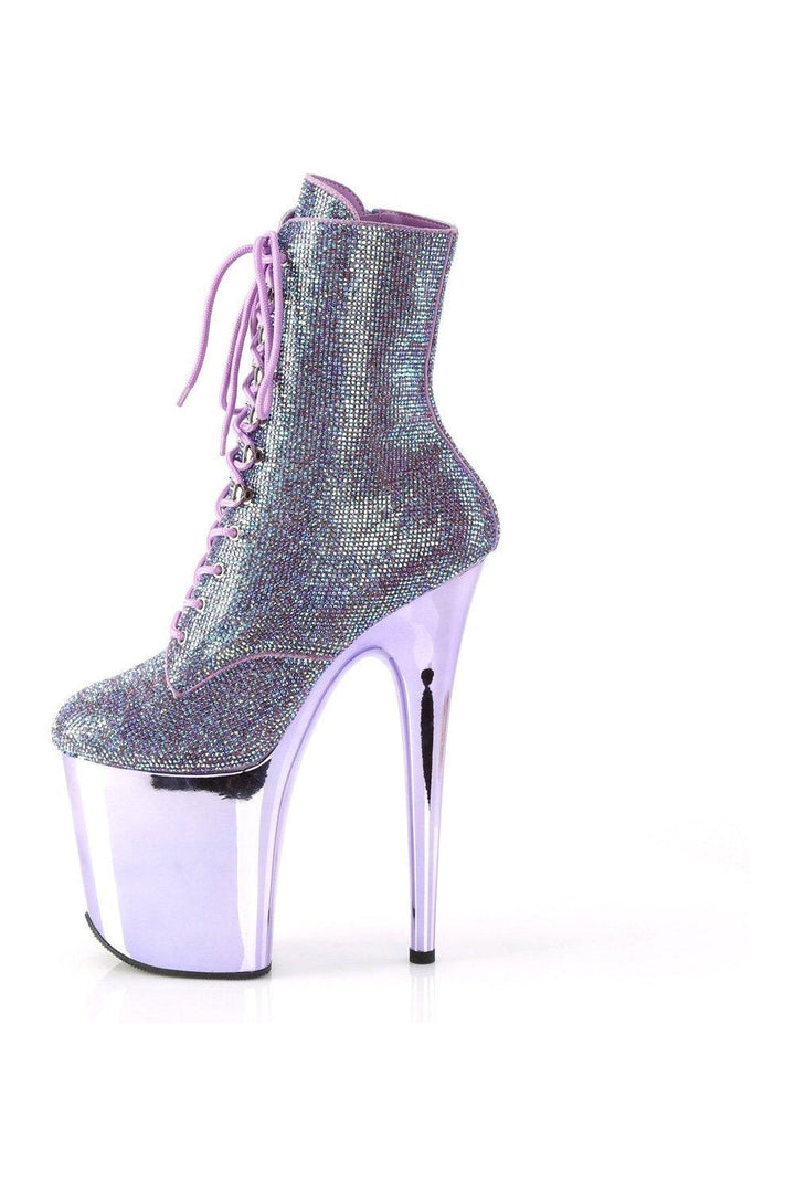 FLAMINGO-1020CHRS Ankle Boot | Purple Faux Suede-Ankle Boots-Pleaser-SEXYSHOES.COM