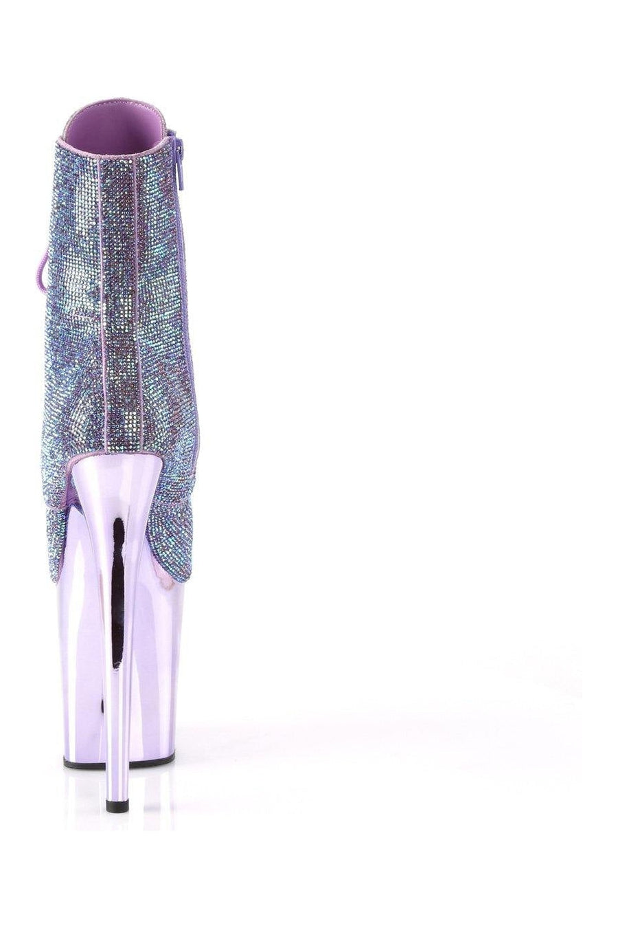 Pleaser FLAMINGO-1020CHRS Ankle Boot in Purple Faux Suede