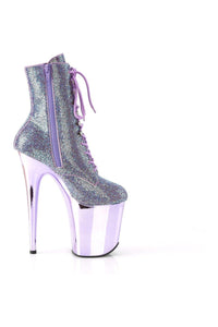 Pleaser FLAMINGO-1020CHRS Ankle Boot in Purple Faux Suede