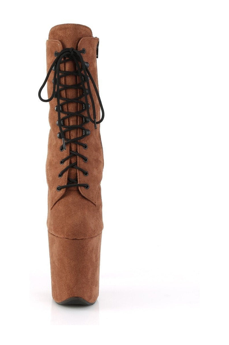 Pleaser FLAMINGO-1020FS Ankle Boot in Brown Faux Suede