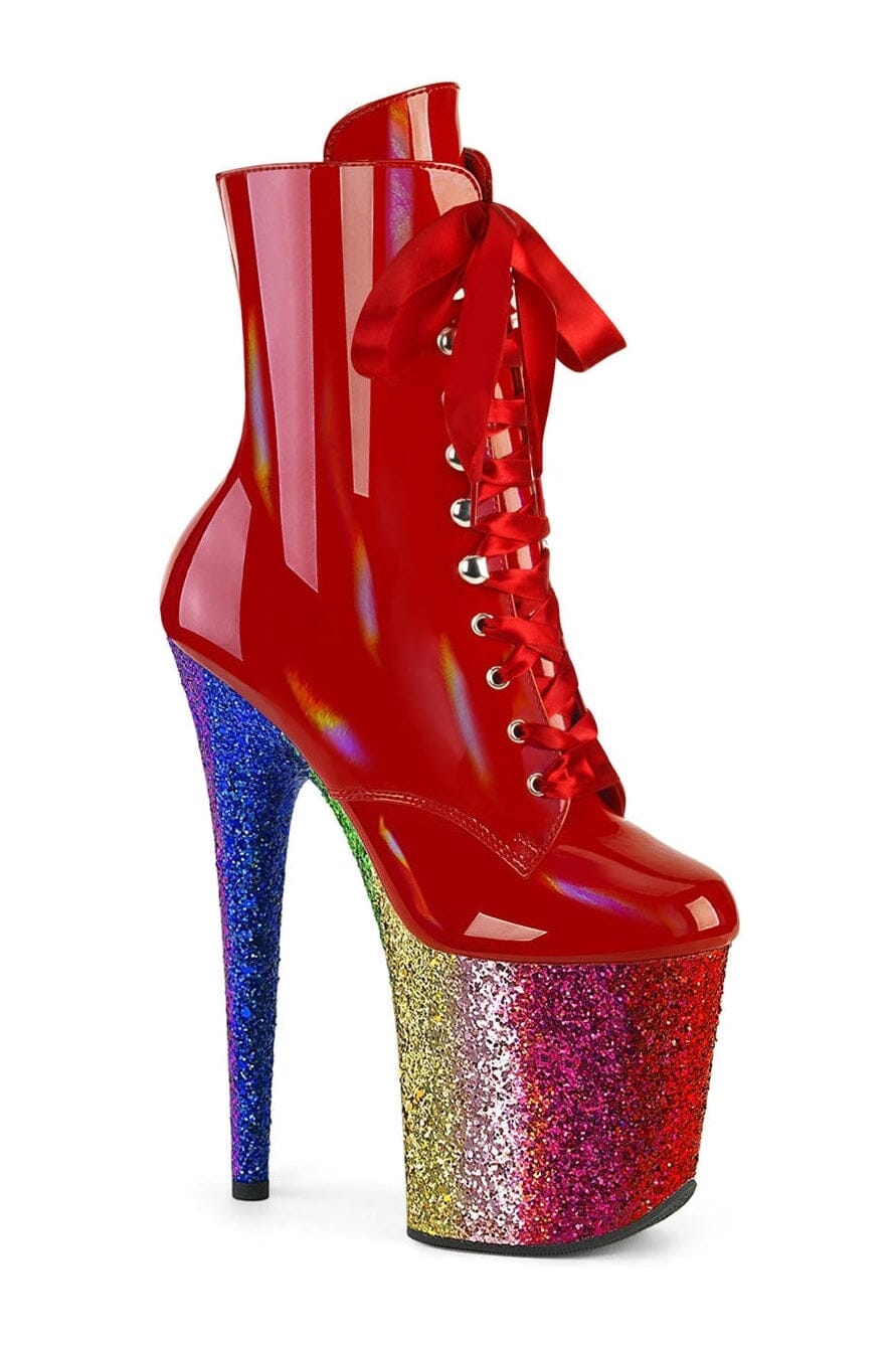 FLAMINGO-1020HG Red Patent Ankle Boot-Ankle Boots-Pleaser-Red-10-Patent-SEXYSHOES.COM
