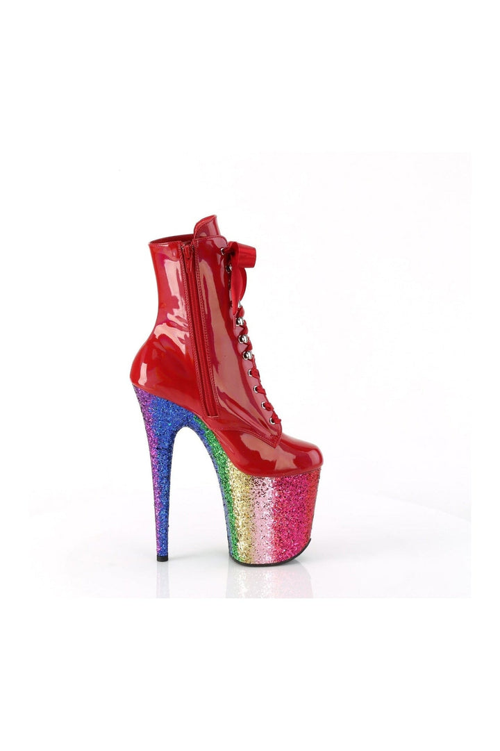 FLAMINGO-1020HG Red Patent Ankle Boot-Ankle Boots-Pleaser-SEXYSHOES.COM
