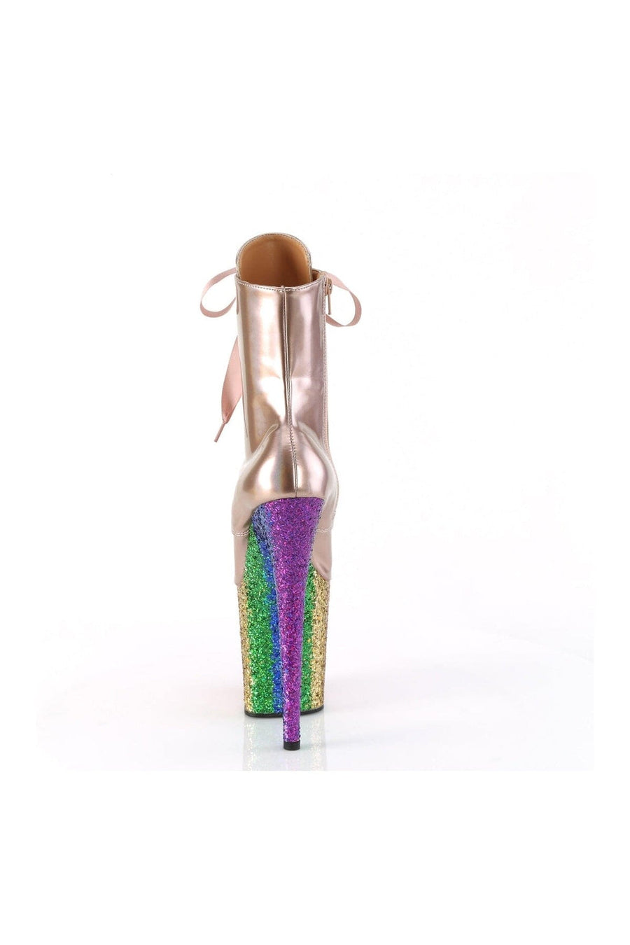 Pleaser FLAMINGO-1020HG Rose Gold Patent Ankle Boot in Rose Gold Patent