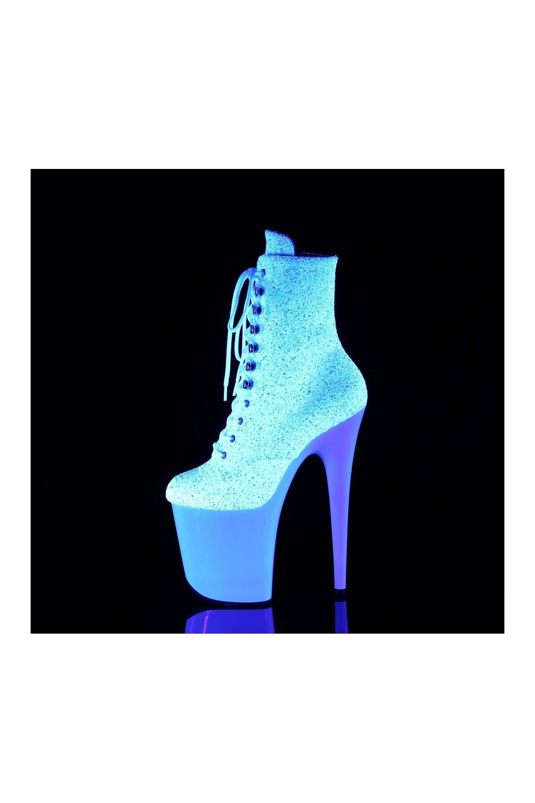 Pleaser FLAMINGO-1020LG White Patent Ankle Boot in White Patent