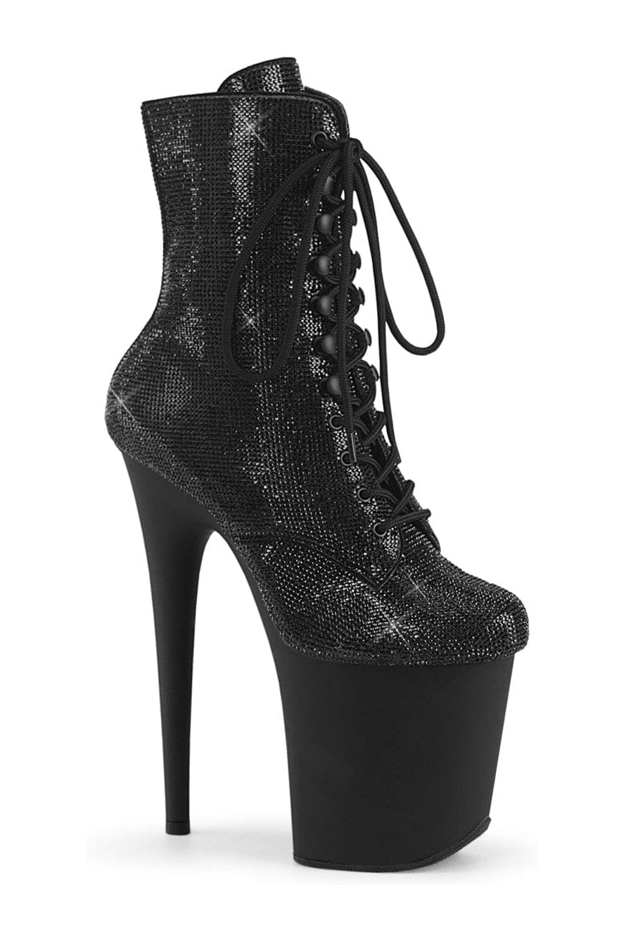 FLAMINGO-1020RS Black Faux Suede Ankle Boot-Ankle Boots-Pleaser-Black-10-Faux Suede-SEXYSHOES.COM