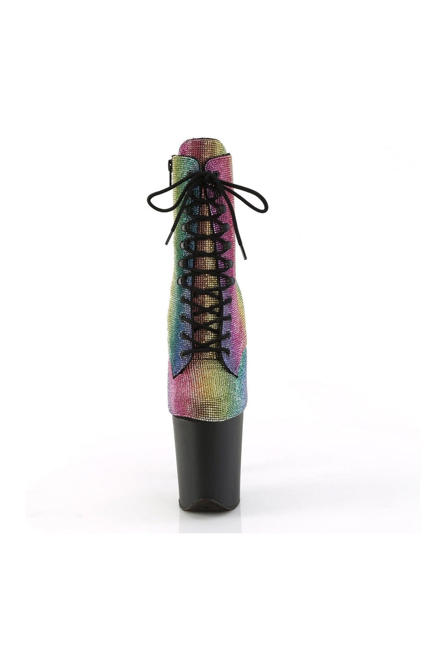 Pleaser FLAMINGO-1020RS Rainbow Rhinestone Ankle Boot in Rainbow Rhinestone