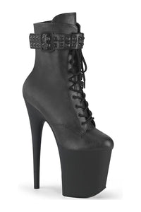 Pleaser FLAMINGO-1020STR Ankle Boot in Black Faux Leather from SexyShoes.com