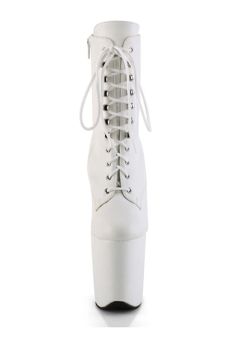 FLAMINGO-1020WR White Faux Leather Ankle Boot-Ankle Boots-Pleaser-SEXYSHOES.COM
