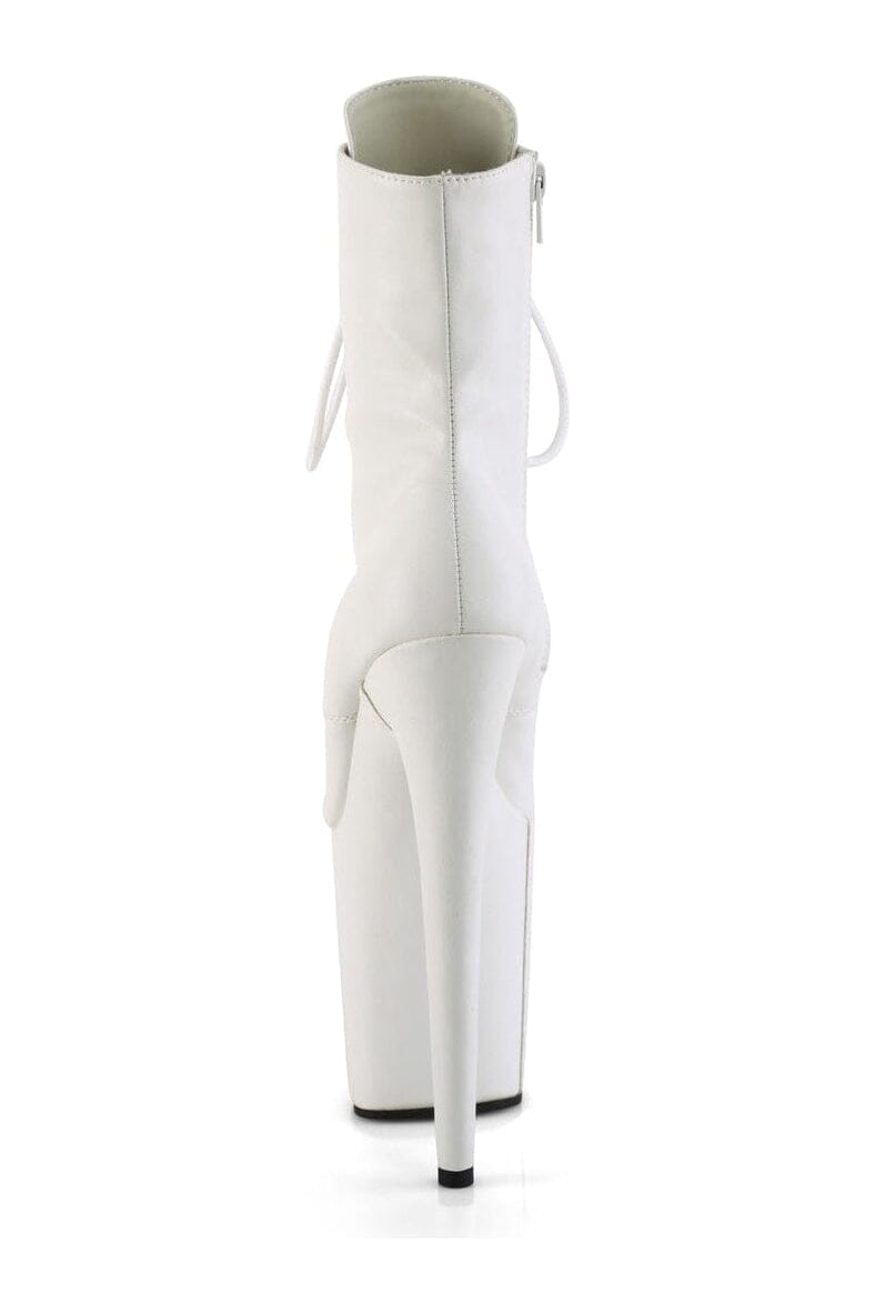 Pleaser FLAMINGO-1020WR White Faux Leather Ankle Boot in White Faux Leather