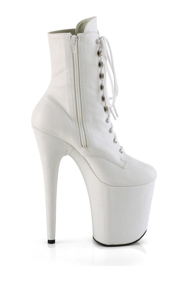 Pleaser FLAMINGO-1020WR White Faux Leather Ankle Boot in White Faux Leather