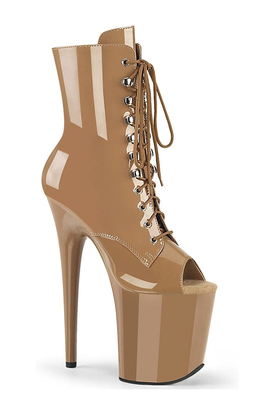 FLAMINGO-1021 Brown Patent Ankle Boot-Ankle Boots-Pleaser-Brown-10-Patent-SEXYSHOES.COM