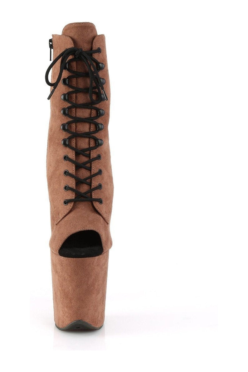 Pleaser FLAMINGO-1021FS Ankle Boot in Brown Faux Suede