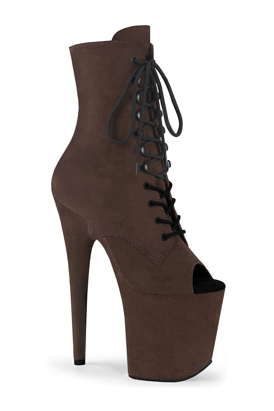 FLAMINGO-1021FS Brown Faux Suede Ankle Boot-Ankle Boots-Pleaser-Brown-10-Faux Suede-SEXYSHOES.COM