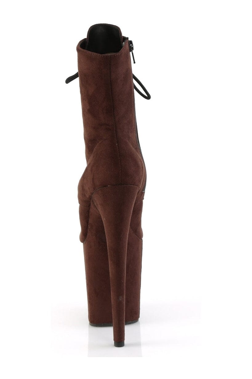 Pleaser FLAMINGO-1021FS Brown Faux Suede Ankle Boot in Brown Faux Suede