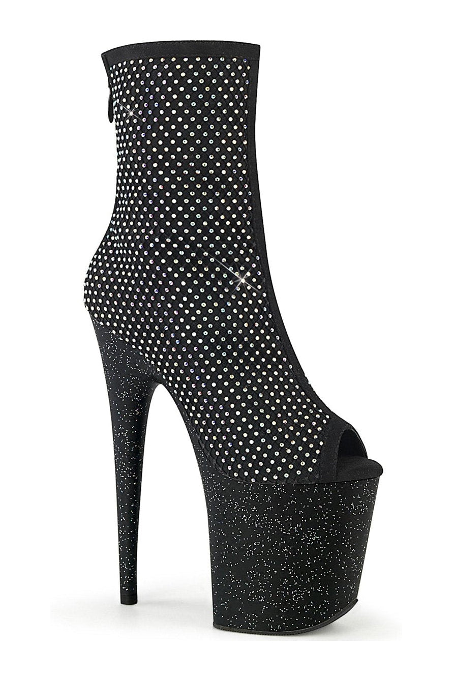 Pleaser FLAMINGO-1031GM Ankle Boot in Black Faux Suede from SexyShoes.com