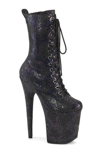 Pleaser FLAMINGO-1040SPF Black Faux Snake Ankle Boot in Black Faux Snake from SexyShoes.com