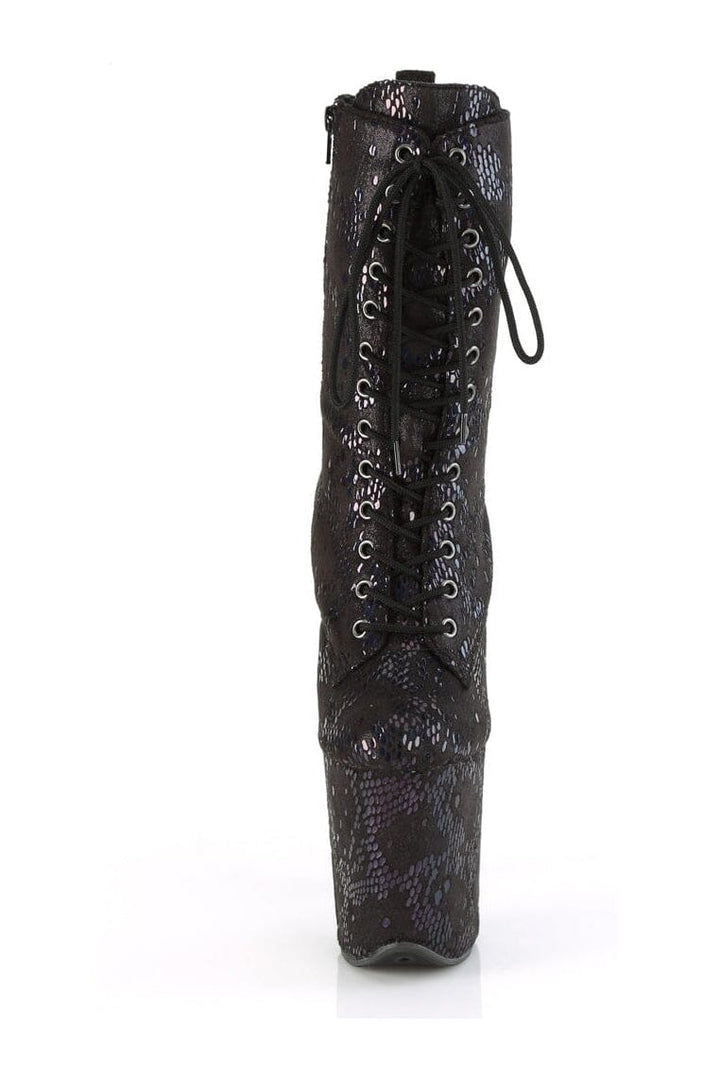 FLAMINGO-1040SPF Black Faux Snake Ankle Boot