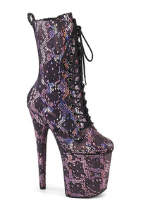 Pleaser FLAMINGO-1040SPF Pink Faux Snake Ankle Boot in Pink Faux Snake from SexyShoes.com