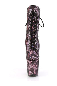 Pleaser FLAMINGO-1040SPF Pink Faux Snake Ankle Boot in Pink Faux Snake