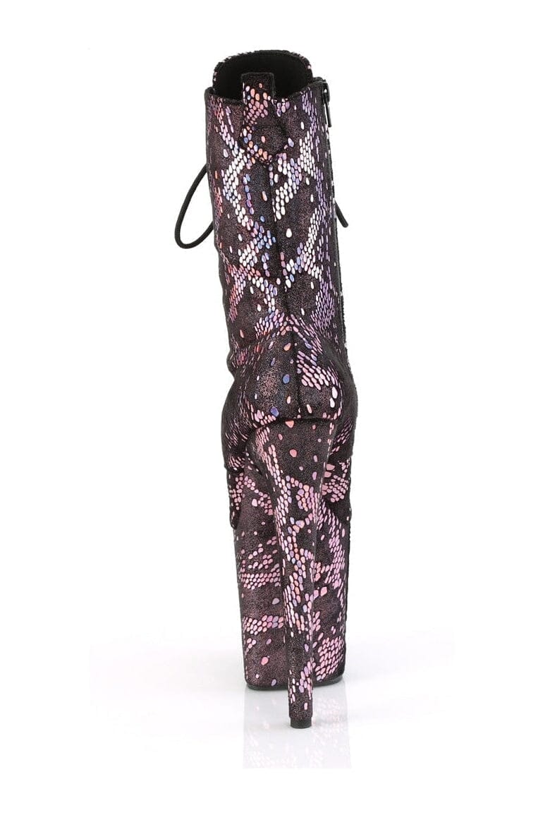 Pleaser FLAMINGO-1040SPF Pink Faux Snake Ankle Boot in Pink Faux Snake