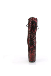 Pleaser FLAMINGO-1040SPF Red Faux Snake Ankle Boot in Red Faux Snake