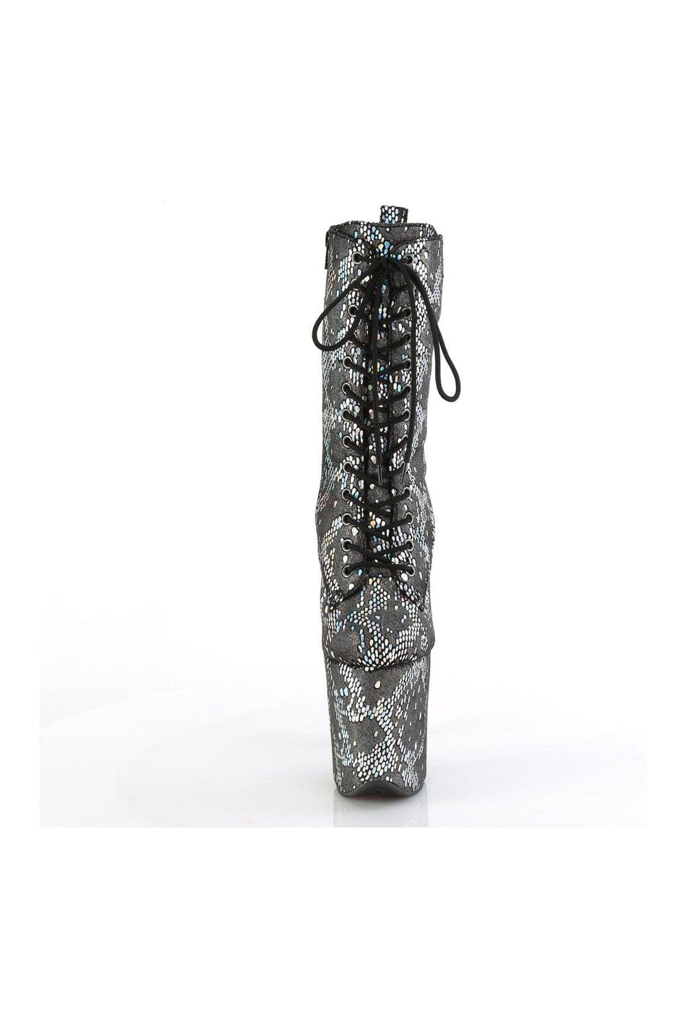 Pleaser FLAMINGO-1040SPF Silver Faux Snake Ankle Boot in Silver Faux Snake