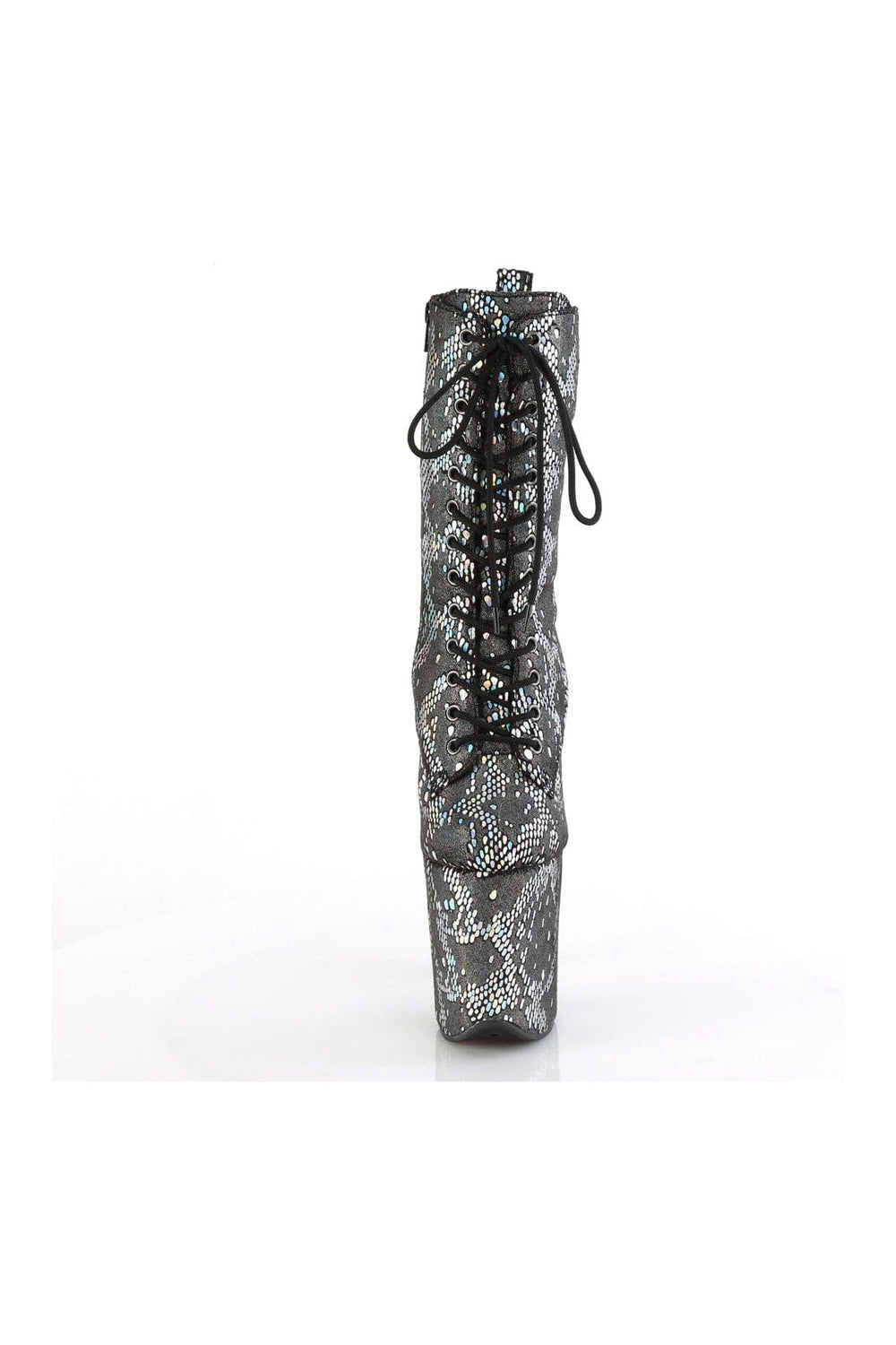 FLAMINGO-1040SPF Silver Faux Snake Ankle Boot-Ankle Boots-Pleaser-SEXYSHOES.COM