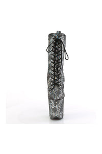 Pleaser FLAMINGO-1040SPF Silver Faux Snake Ankle Boot in Silver Faux Snake