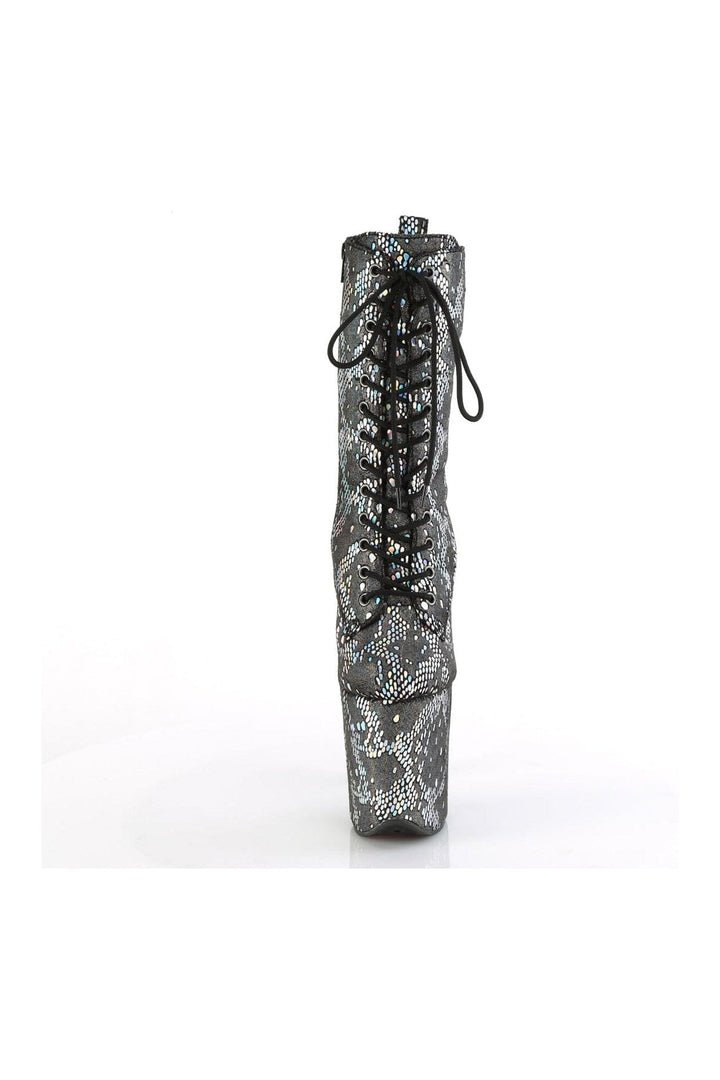 FLAMINGO-1040SPF Silver Faux Snake Ankle Boot