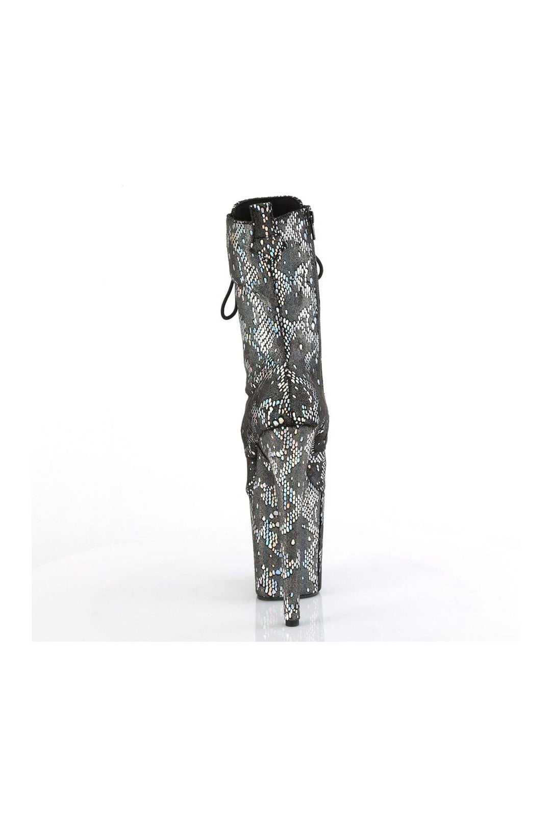 Pleaser FLAMINGO-1040SPF Silver Faux Snake Ankle Boot in Silver Faux Snake