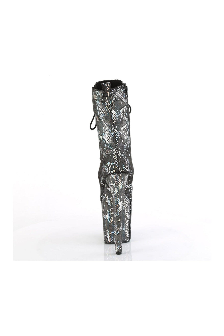 Pleaser FLAMINGO-1040SPF Silver Faux Snake Ankle Boot in Silver Faux Snake