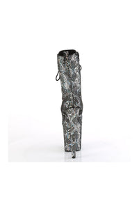 Pleaser FLAMINGO-1040SPF Silver Faux Snake Ankle Boot in Silver Faux Snake