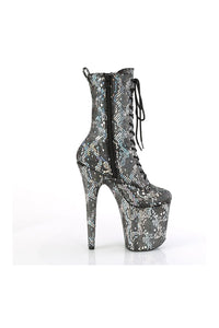 Pleaser FLAMINGO-1040SPF Silver Faux Snake Ankle Boot in Silver Faux Snake