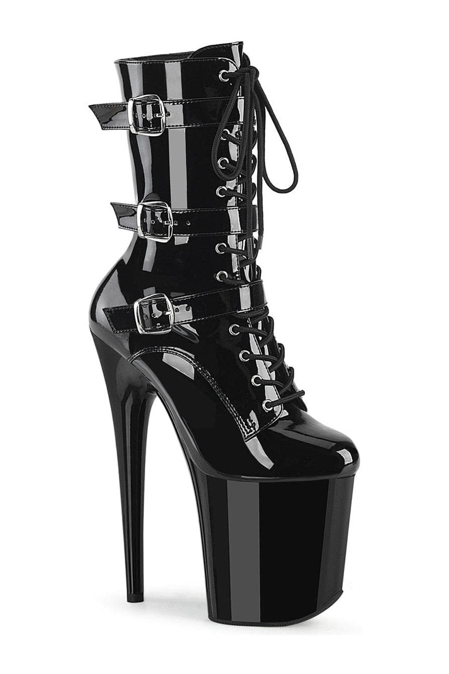FLAMINGO-1043 Black Patent Ankle Boot-Ankle Boots-Pleaser-Black-10-Patent-SEXYSHOES.COM