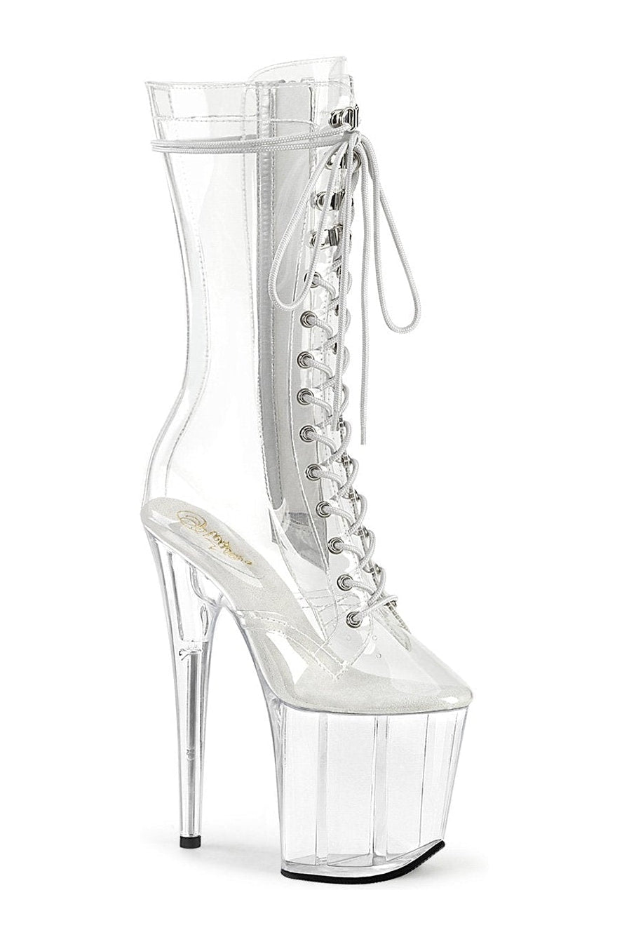 FLAMINGO-1050C Ankle Boot | Clear Vinyl-Ankle Boots-Pleaser-Clear-7-Vinyl-SEXYSHOES.COM