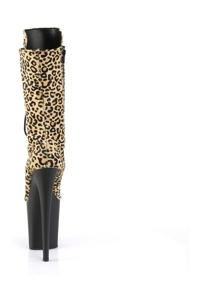 Pleaser FLAMINGO-1050LP Ankle Boot in Animal Faux Suede