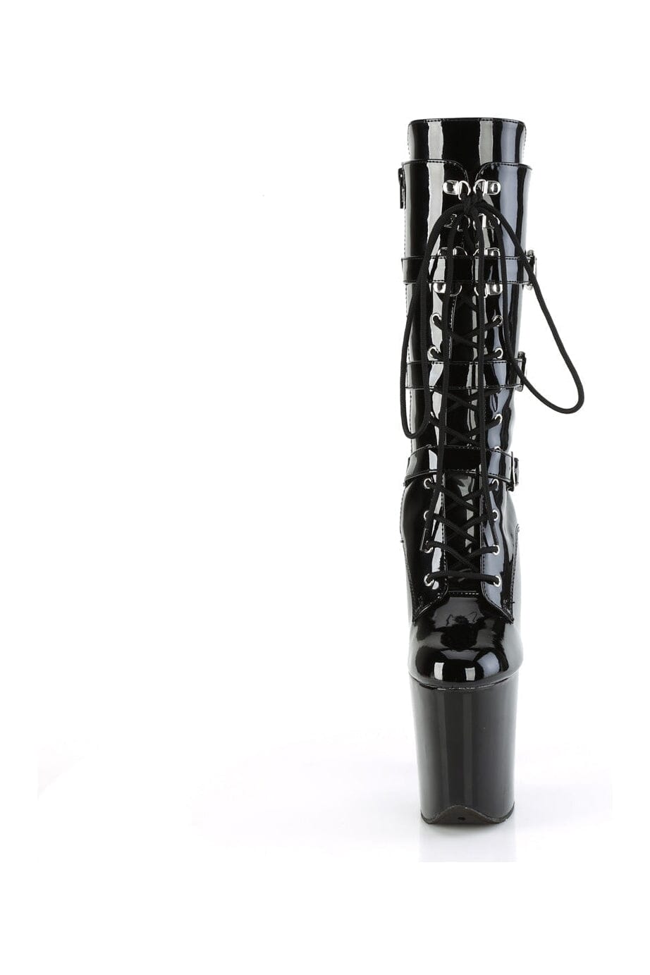 Pleaser FLAMINGO-1053 Black Patent Knee Boot in Black Patent