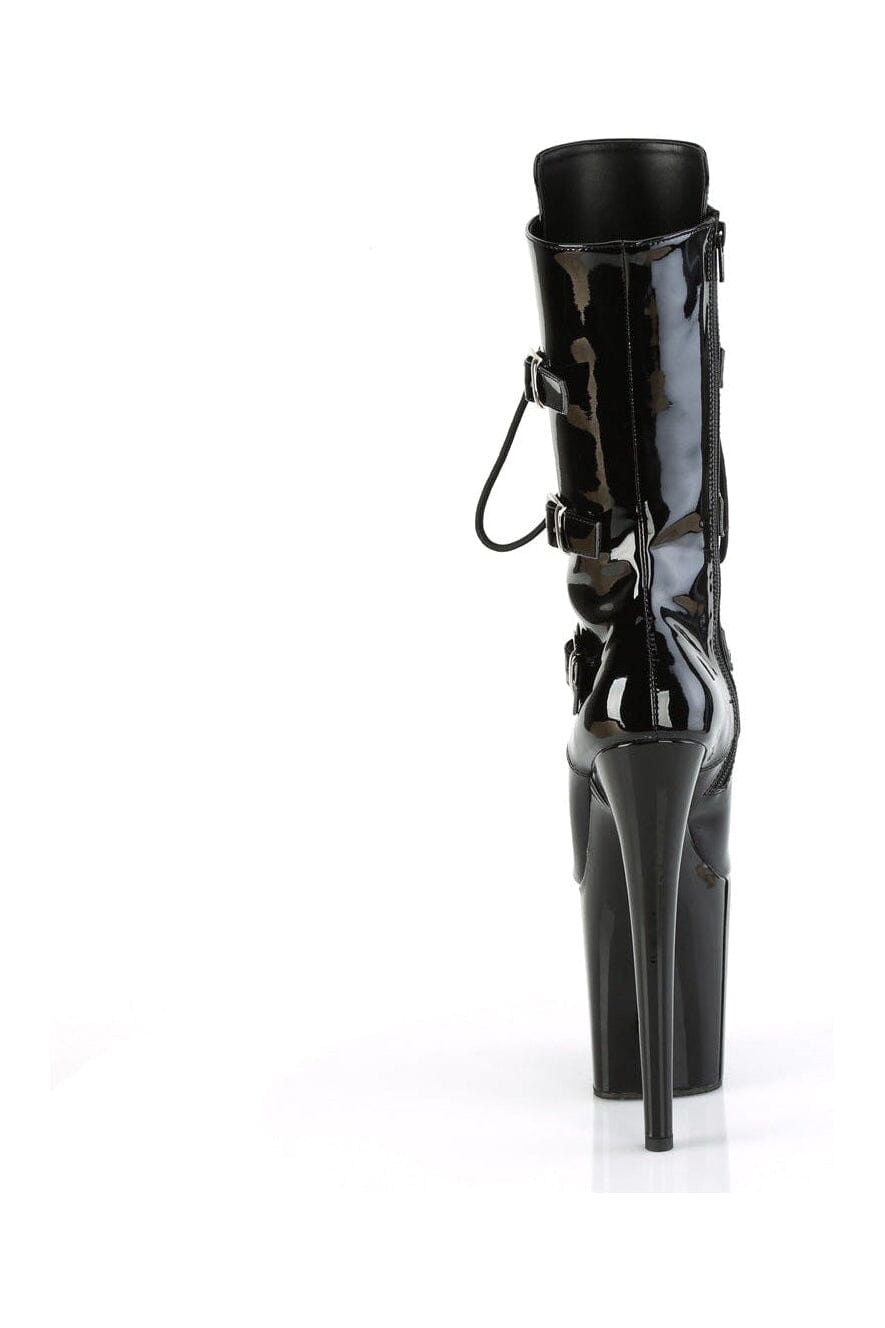 FLAMINGO-1053 Black Patent Knee Boot-Knee Boots-Pleaser-SEXYSHOES.COM