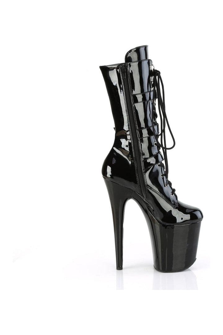FLAMINGO-1053 Black Patent Knee Boot-Knee Boots-Pleaser-SEXYSHOES.COM