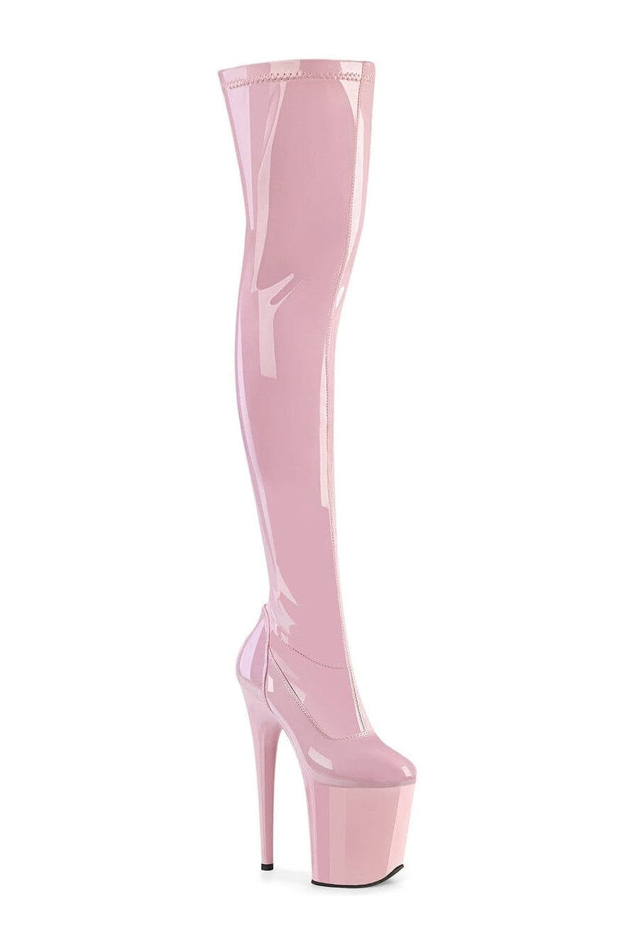 FLAMINGO-3000 Pink Patent Thigh Boot-Thigh Boots-Pleaser-Pink-10-Patent-SEXYSHOES.COM