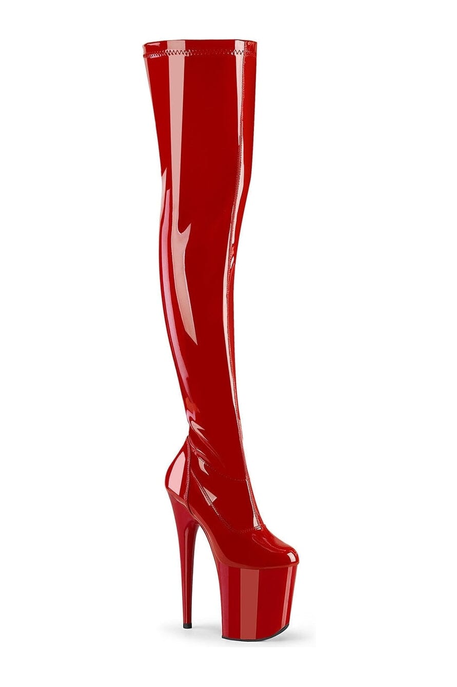 FLAMINGO-3000 Red Patent Thigh Boot-Thigh Boots-Pleaser-Red-10-Patent-SEXYSHOES.COM
