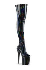 FLAMINGO-3000HWR Black Hologram Thigh Boot