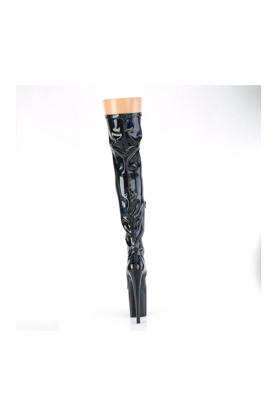 FLAMINGO-3000HWR Black Hologram Thigh Boot-Thigh Boots-Pleaser-SEXYSHOES.COM