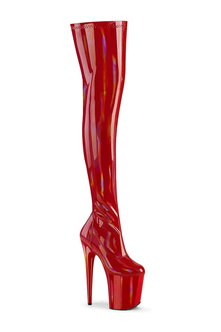 FLAMINGO-3000HWR Red Hologram Thigh Boot-Thigh Boots-Pleaser-Red-10-Hologram-SEXYSHOES.COM