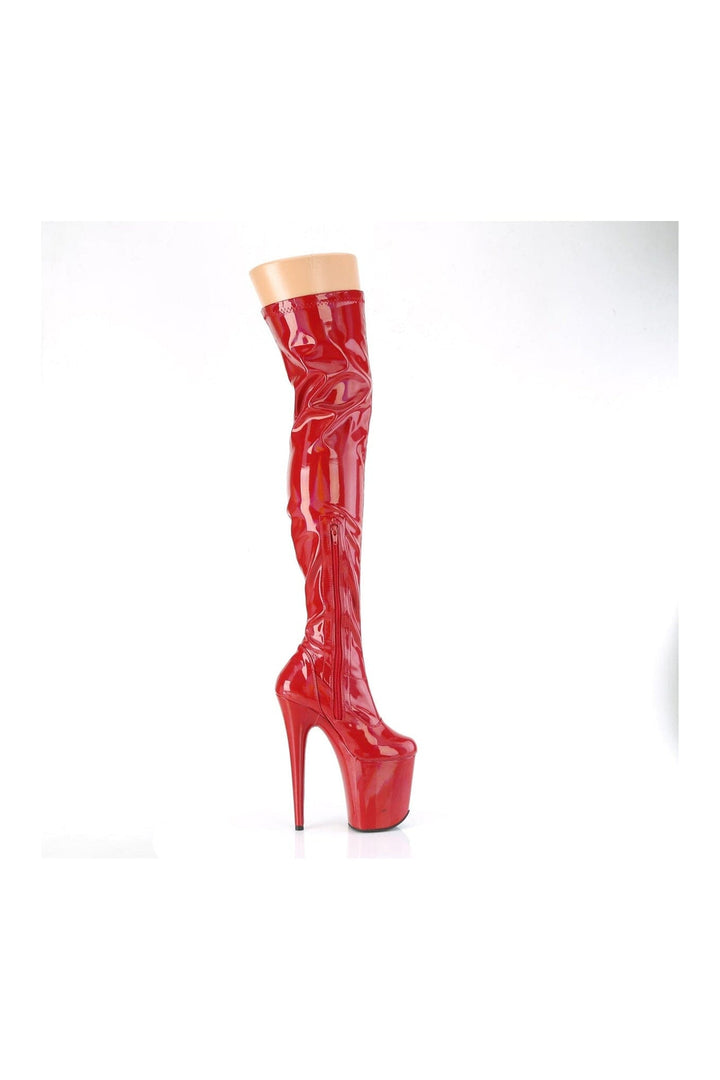 FLAMINGO-3000HWR Red Hologram Thigh Boot-Thigh Boots-Pleaser-SEXYSHOES.COM