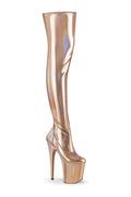 FLAMINGO-3000HWR Rose Gold Hologram Thigh Boot