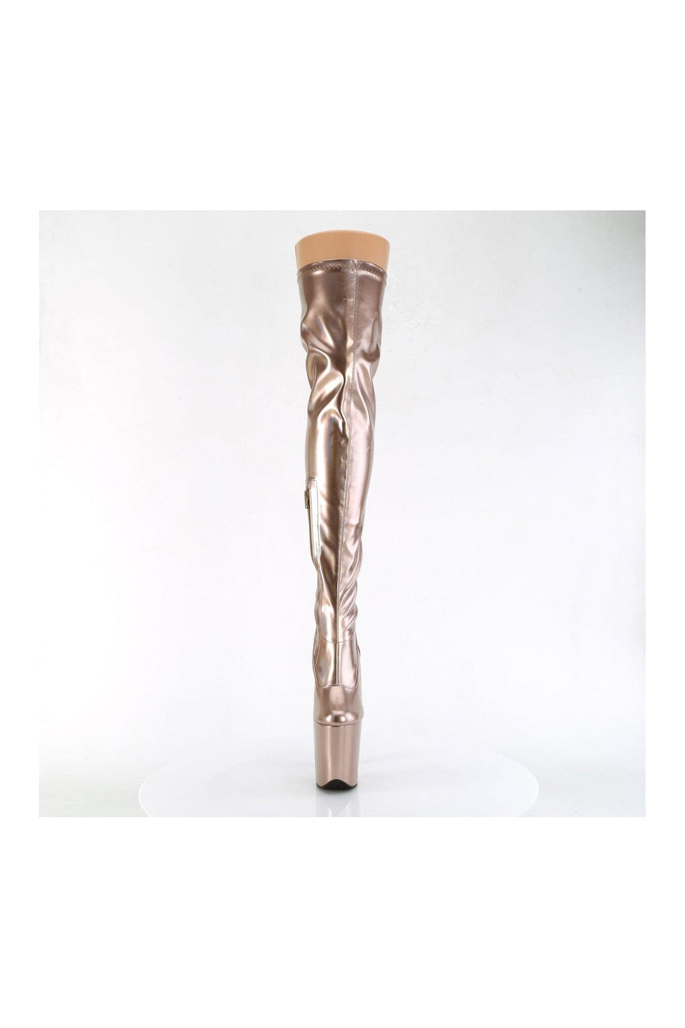 FLAMINGO-3000HWR Rose Gold Hologram Thigh Boot-Thigh Boots-Pleaser-SEXYSHOES.COM